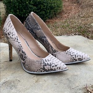 BCBG Generation Pale Pink Snakeskin Heels